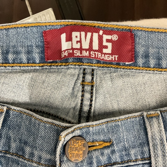 Levi's 514 Slim Straight Relaxed Fit Light Blue Jeans 32 x 27 Vintage Fit Jeans - Picture 4 of 10